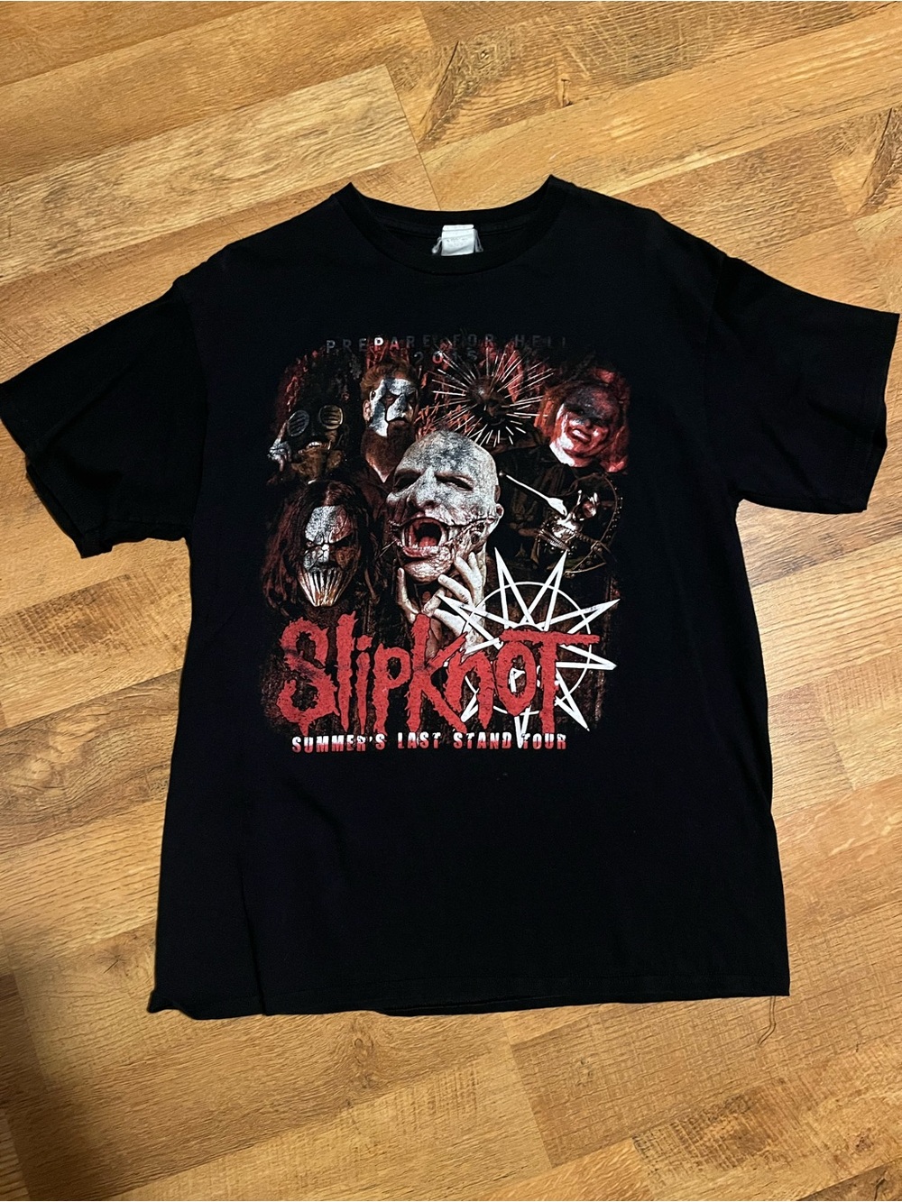 Black Graphic Band Tee - Red Accent